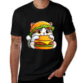 Quirky Cat Hamburger Cheeseburger Fast Food Hat Men Women Girls Kids  Heathered Texture T-Shirt
