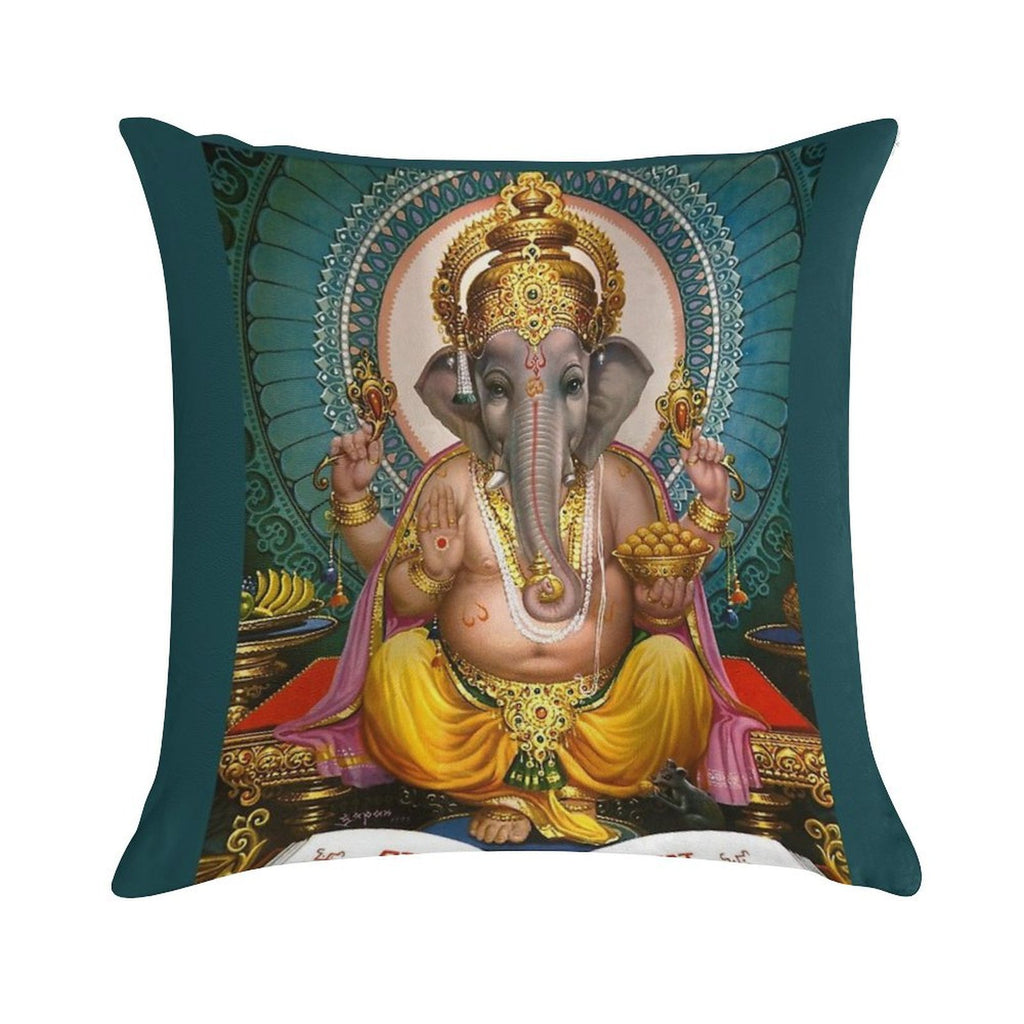 Lord Ganesha Indian Hindu Oriental Art Spiritual Soft Ultra-Soft Texture Throw Pillow
