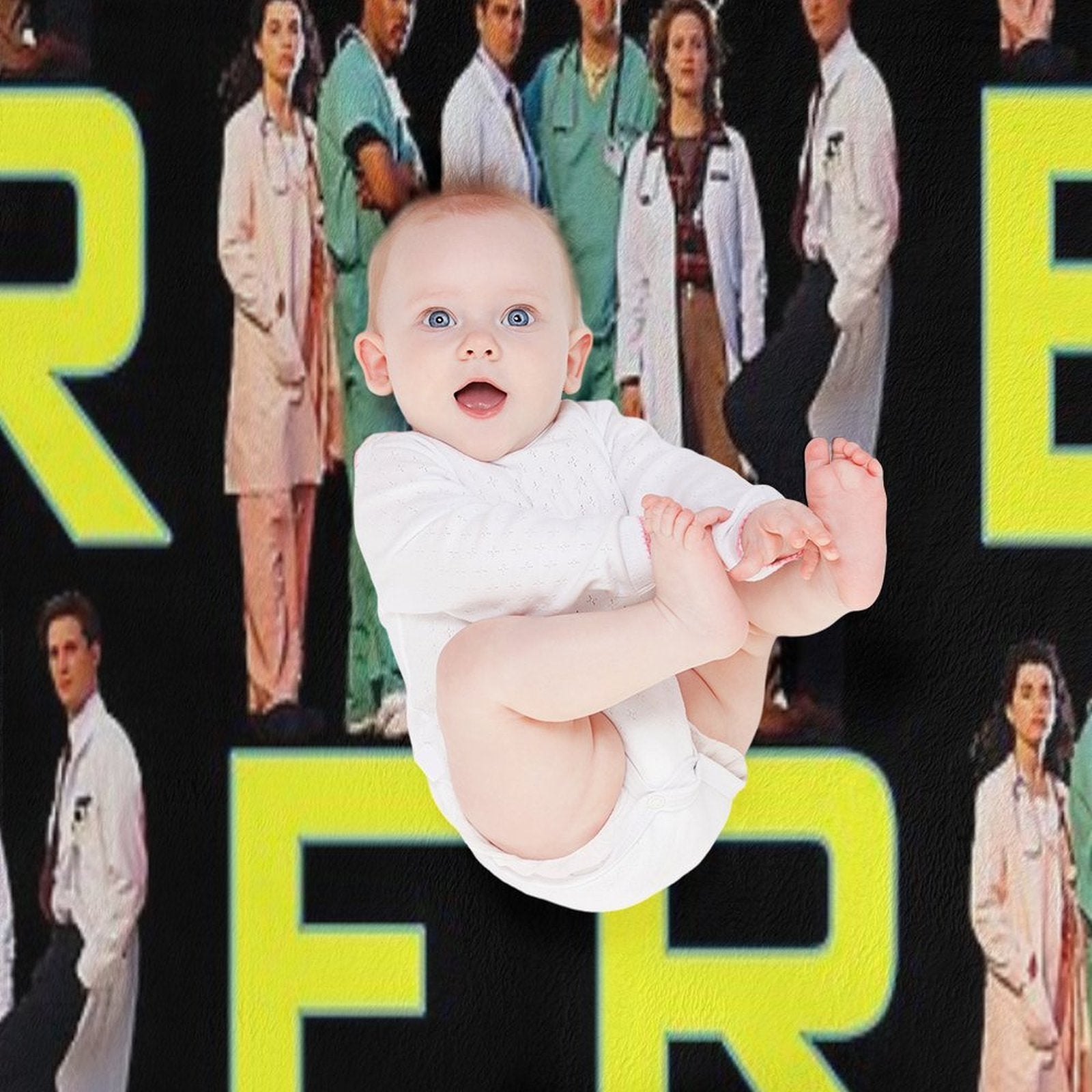 E.R. 90s CAST YOUNG GEORGE CLOONEY TRIBUTE Wrinkle-free Throw Blanket