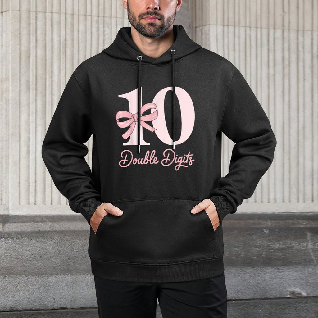 10 Double Digits 10th Birthday Girl Coquette 10 Year Old Colorfast Hoodie