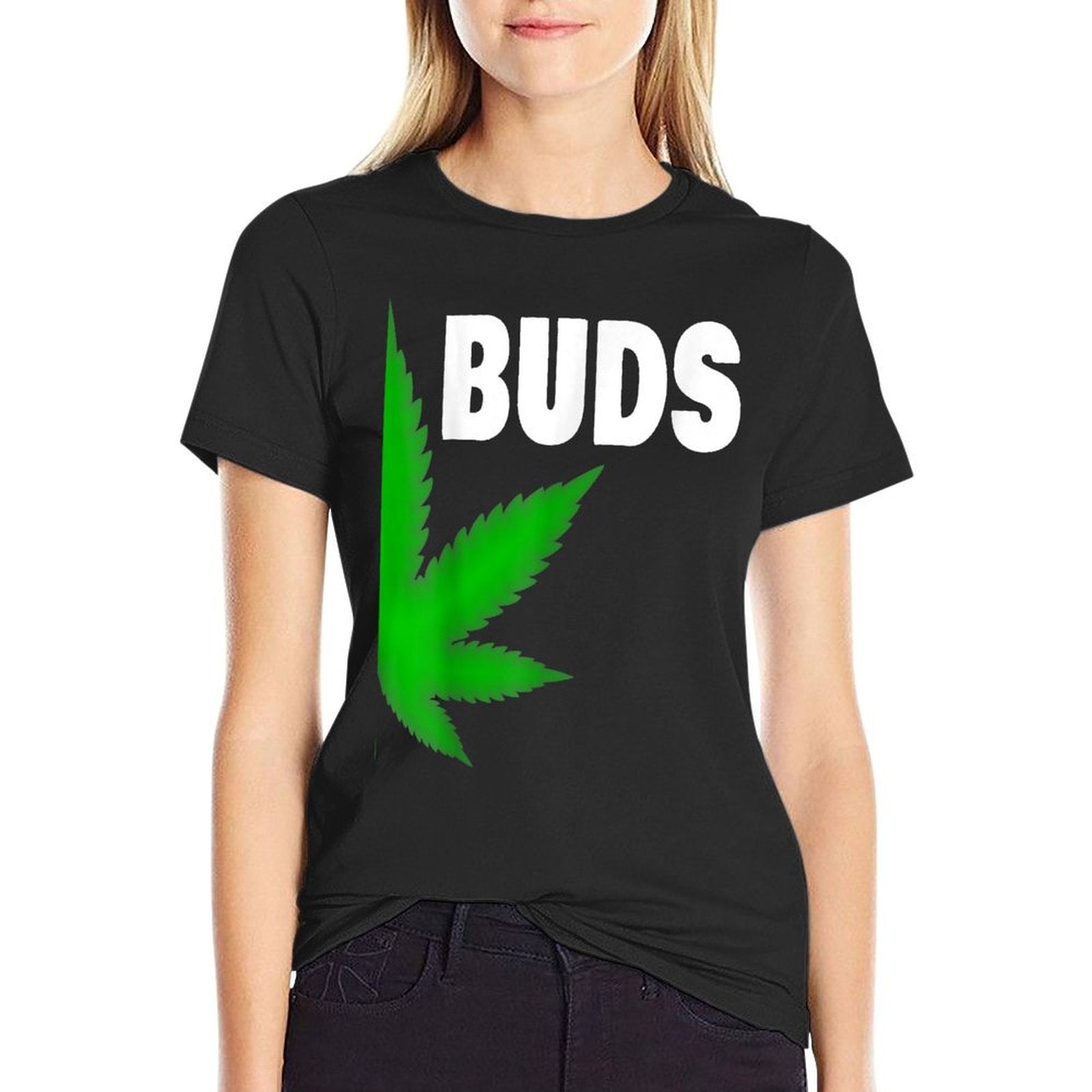Couple Matching BFF Best Buds Pot Leaf Marijuana Weed Friend  Oversized Silhouette T-Shirt