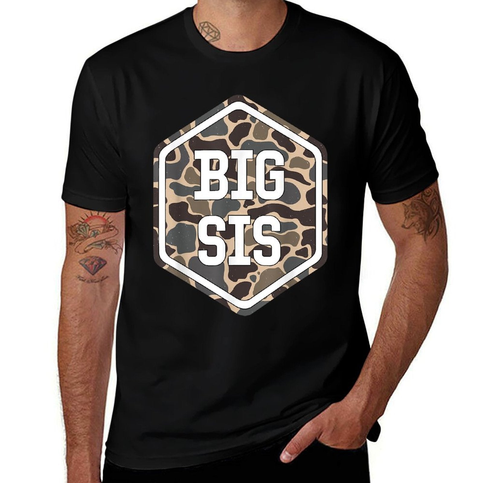Big Sister Boy Toddler Big Sis Announcement Camo  Lightweight T-Shirt