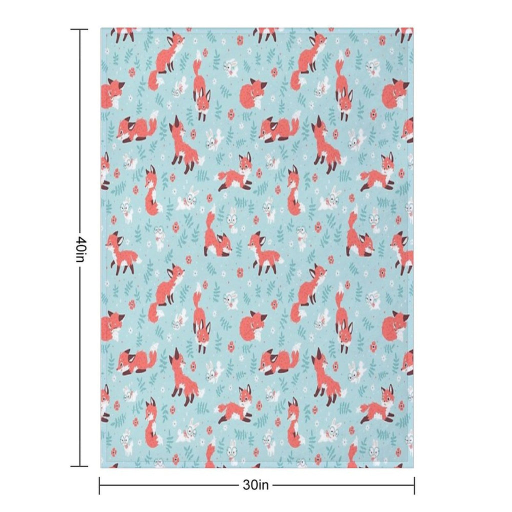 Fox And Bunny Pattern Durable Throw Blanket