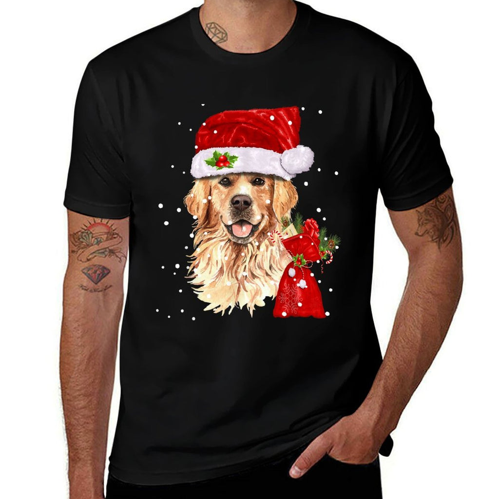 Golden Retriever T Dog Christmas Light Holiday Party  Vintage-inspired T-Shirt