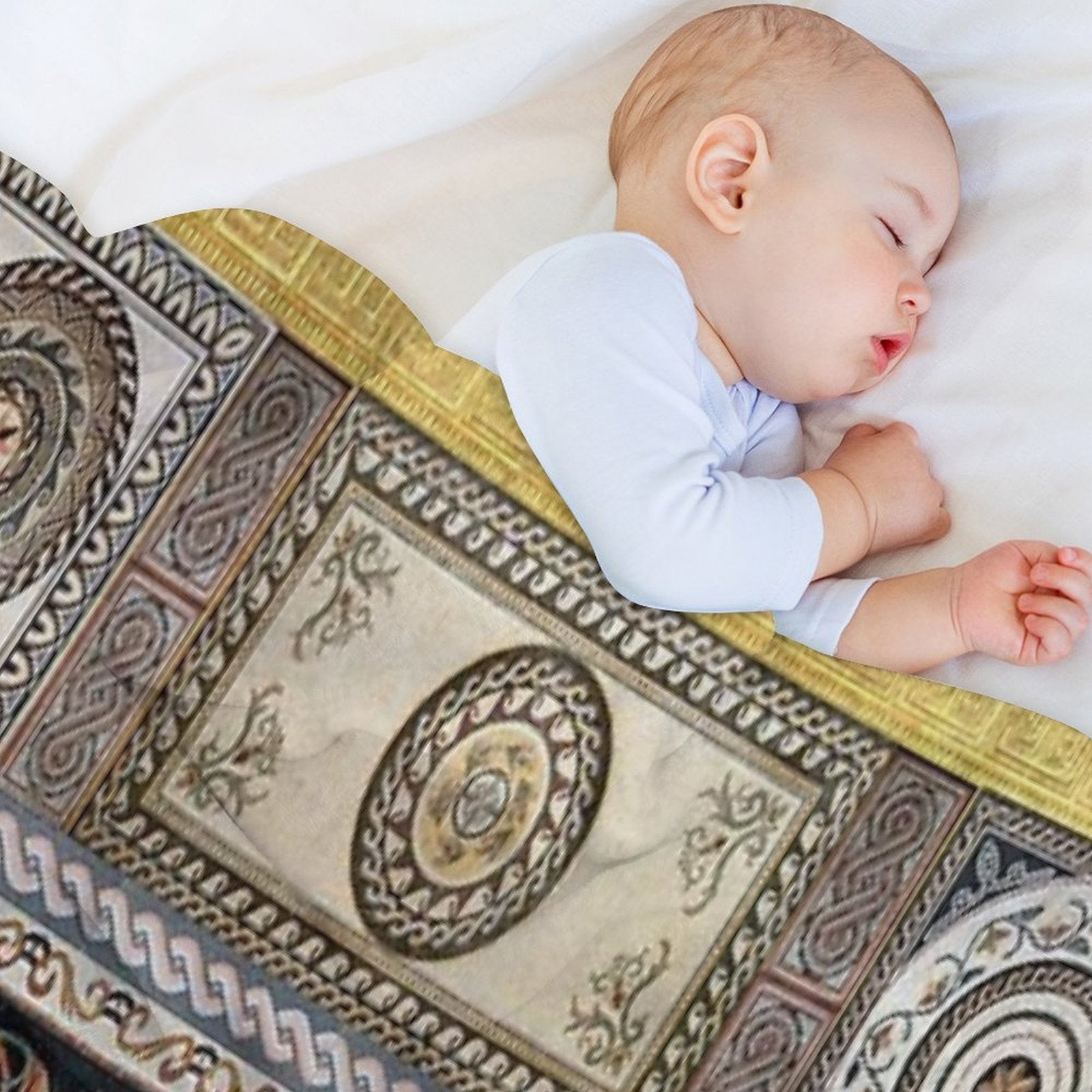 Roman Mosaic - Gold Easy Care Throw Blanket