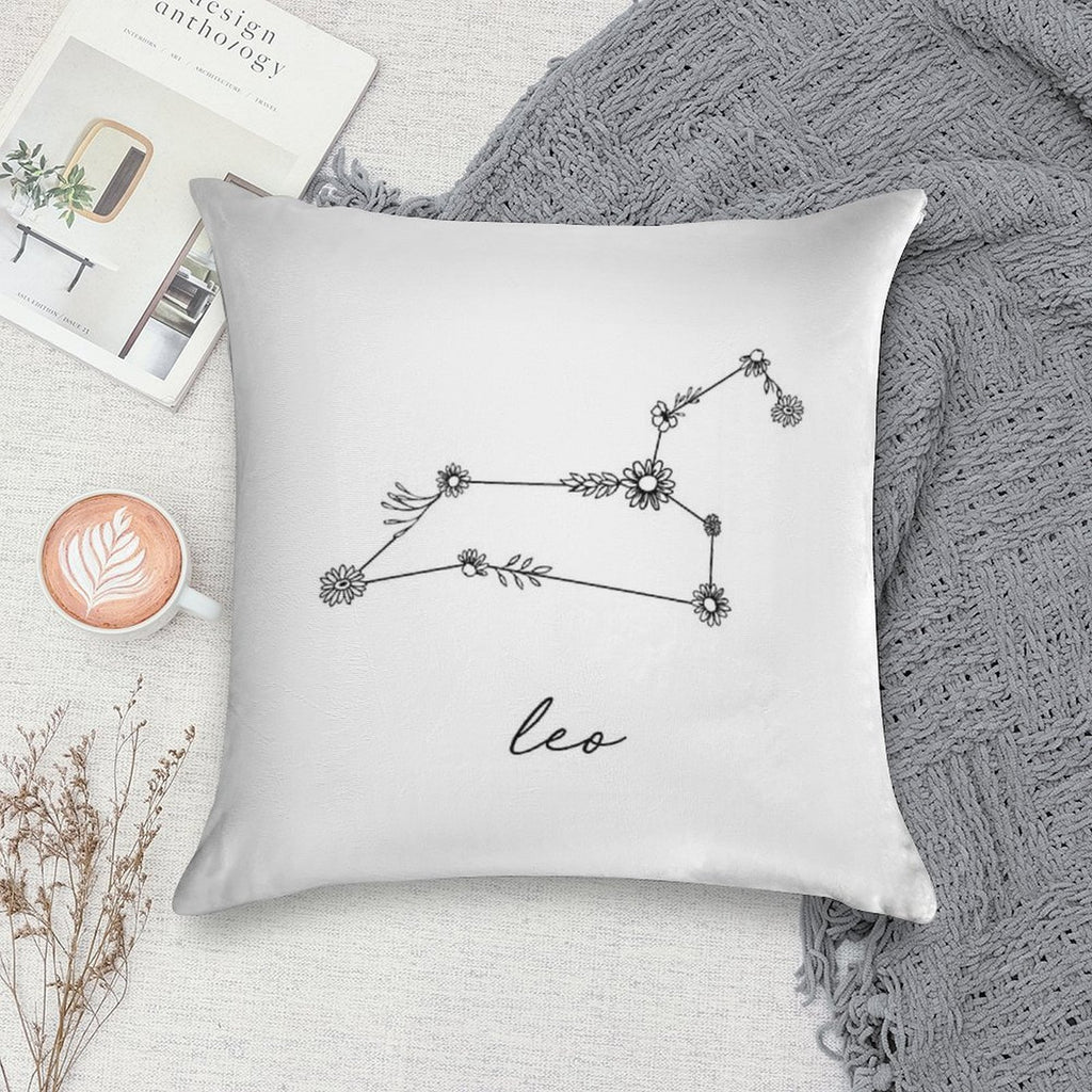 Leo Zodiac Wildflower Constellation Soft Ultra-Soft Texture Throw Pillow