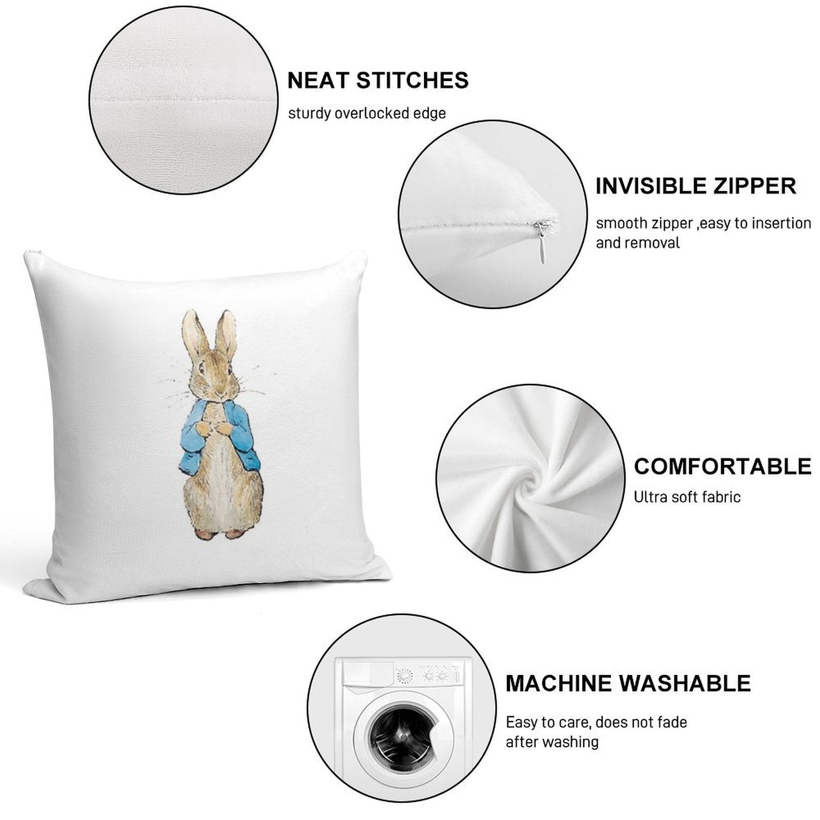 Peter Rabbit Soft Home Decor Throw Pillow
