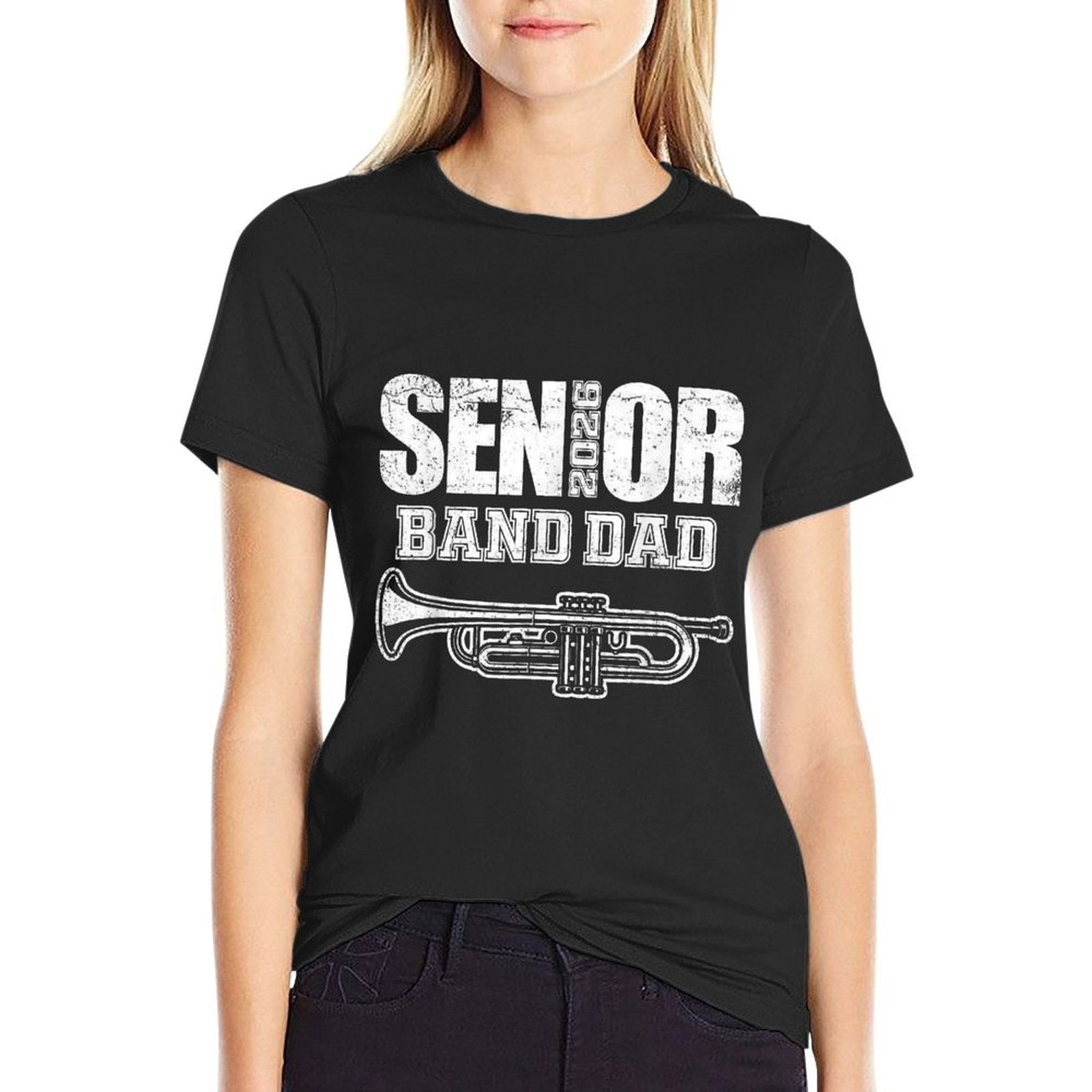 Senior Band Dad 2026 Marching Band Class of 2026 Trumpet  Slim-fit Cut T-Shirt