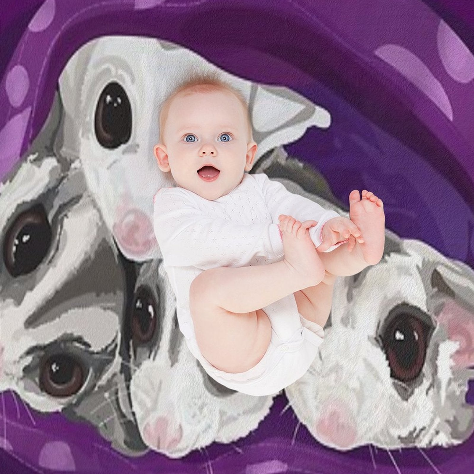 Adorable Sugar Glider Digital Artwork, Cuddle Gliders Wrinkle-free Throw Blanket