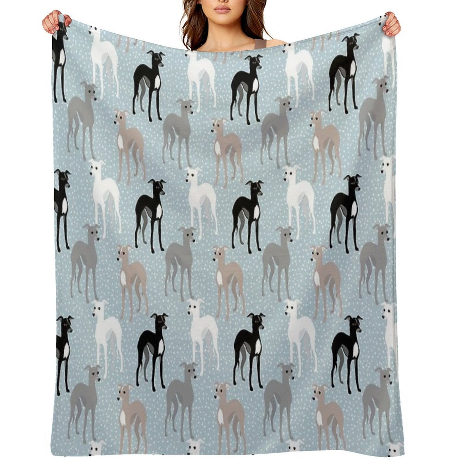 Italian Greyhounds Mid-Century Modern Pattern Wrinkle-free Throw Blanket