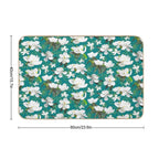 Bright Magnolia Floral Halfdrop on Teal 008080  Slip-Resistant Bath Mat