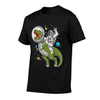 Astronaut Riding T-Rex Dinosaur Astro T-Rex Space Gift  Polyester Blend T-Shirt