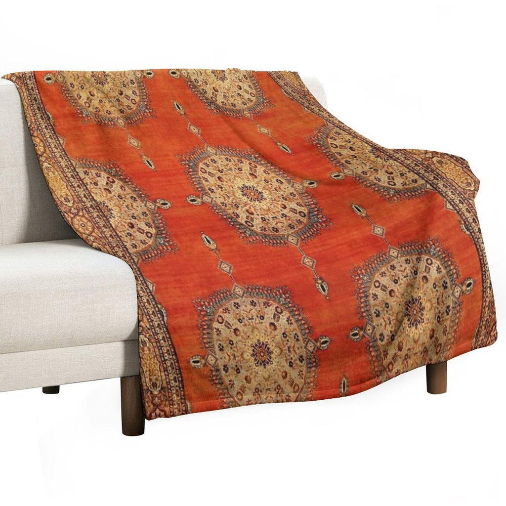 Antique Persian Tabriz Rug Print Compact Throw Blanket