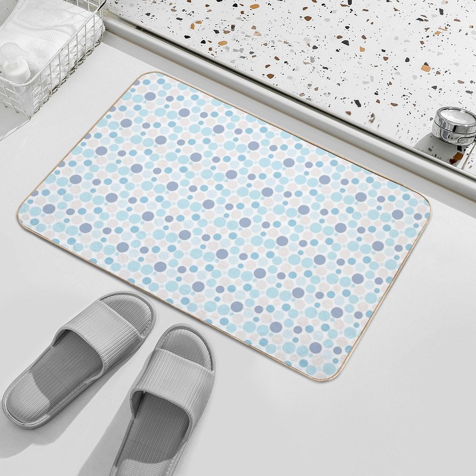 Abstract Circle Pattern - Blue And Grey  Dirt-Trapping Bath Mat