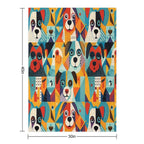 Geometrical Dogs Pattern Lightweight Throw Blanket