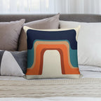 Mid-Century Modern Meets 1970s Orange And Blue Rainbow Soft High-Density Material Throw Pillow