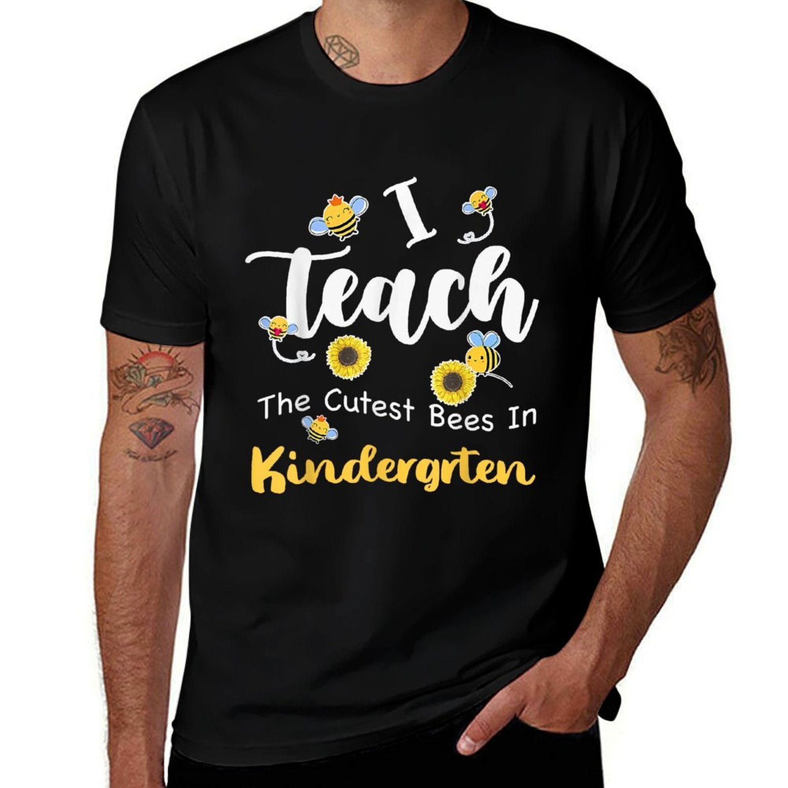 I Teach The Cutest Bees In Kindergarten Teachers Back To for Men Women Kids  Wrinkle-resistant T-Shirt