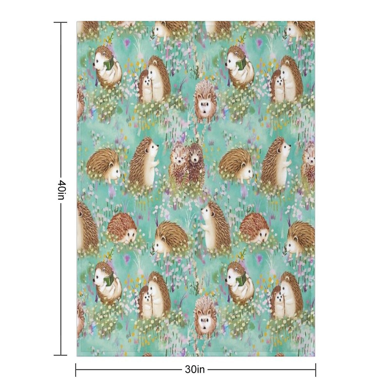 Hedgehog Spring Floral Velvety-soft Throw Blanket