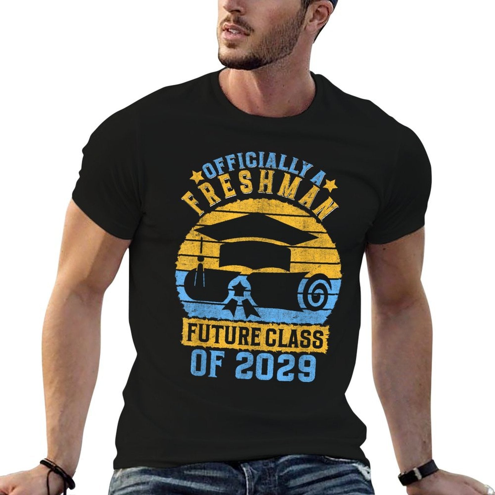 Officially A Freshman Class Of 2029 First Day Of 9th Grade  Easy-care T-Shirt