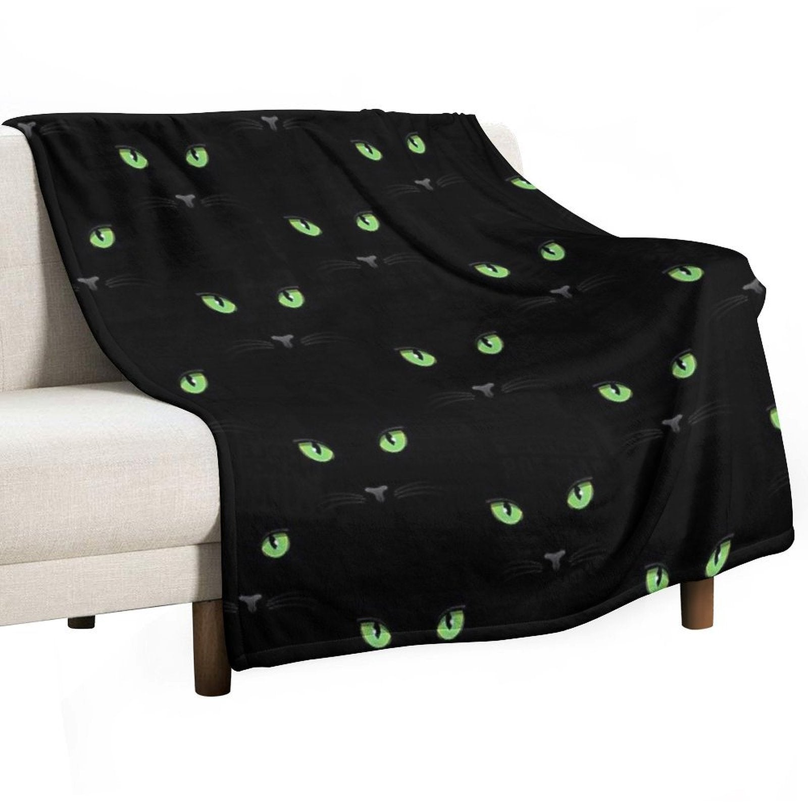 Black Cat - Green Eyes Lightweight Throw Blanket