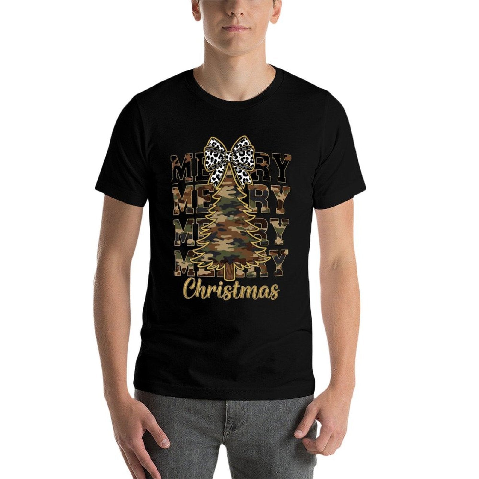 Camo Merry Christmas Camouflage Christmas Tree  Stretchy T-Shirt