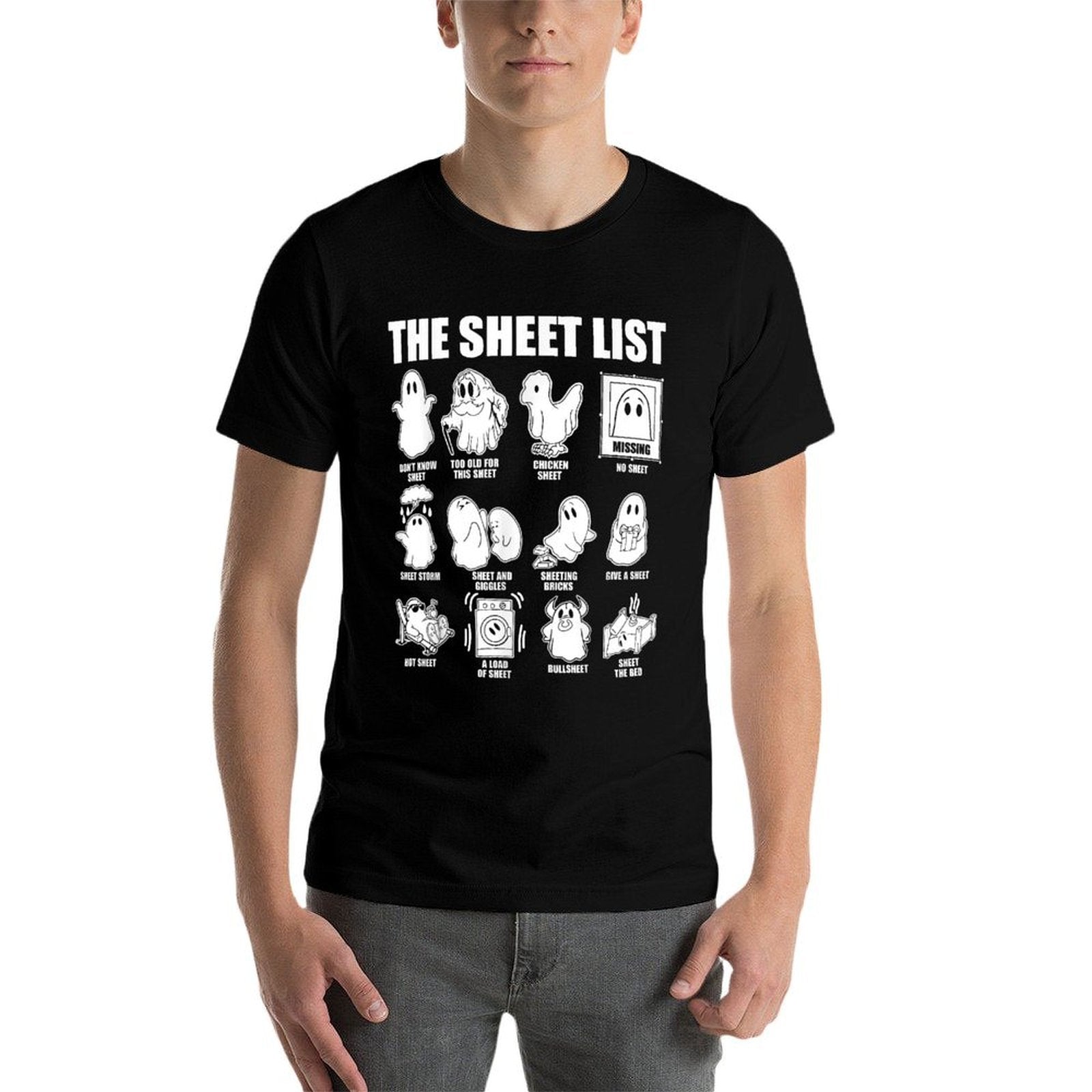 Halloween Funny Shirt Boo Sheet Halloween The Sheet List  Tagless Design T-Shirt