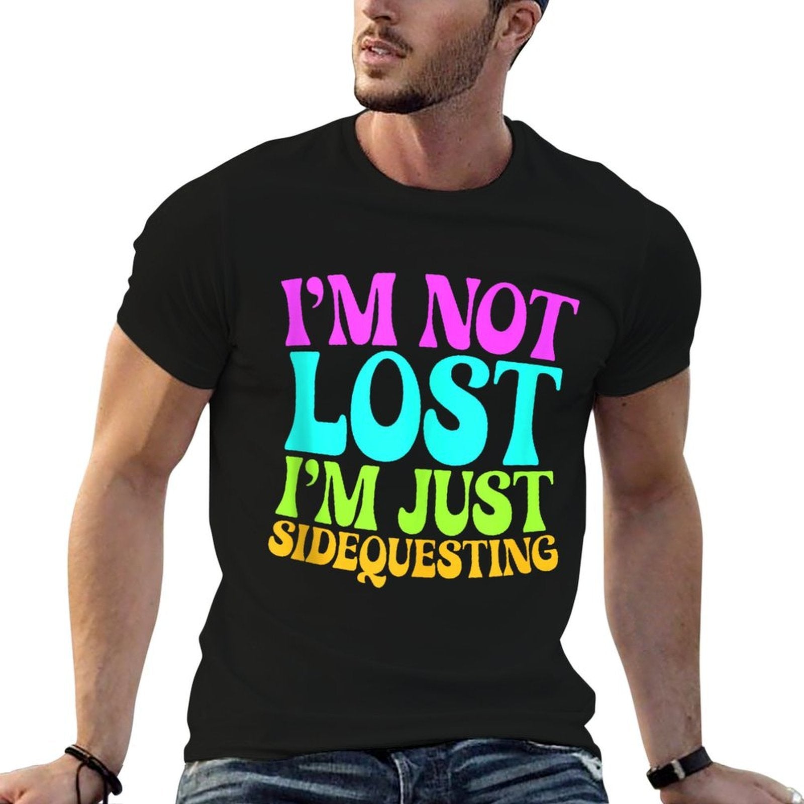 I’m Not Lost, I’m Just Sidequesting – Funny Rave EDM Groovy  Eco-friendly Material T-Shirt