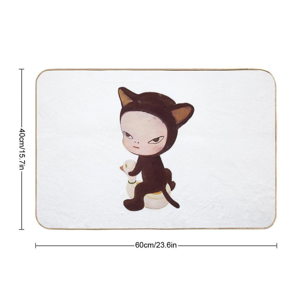 Yoshitomo Nara Cat  Repositionable Bath Mat