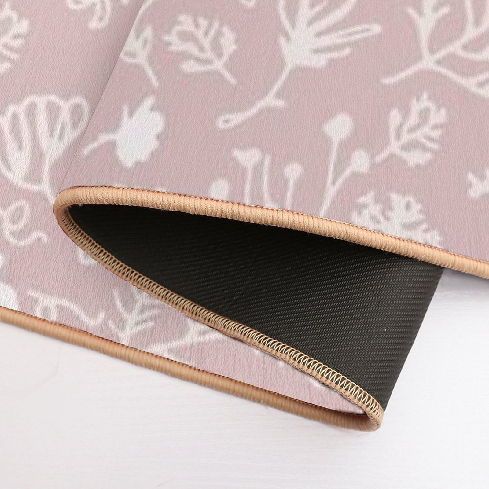 Botanical-Pattern, Set, Pink, 2, Pale-pink, Botanic, Nature, Botanical, Floral, Flowers, Floral-pattern, Leaves, Plants, Minimal  Easy To Clean Bath Mat