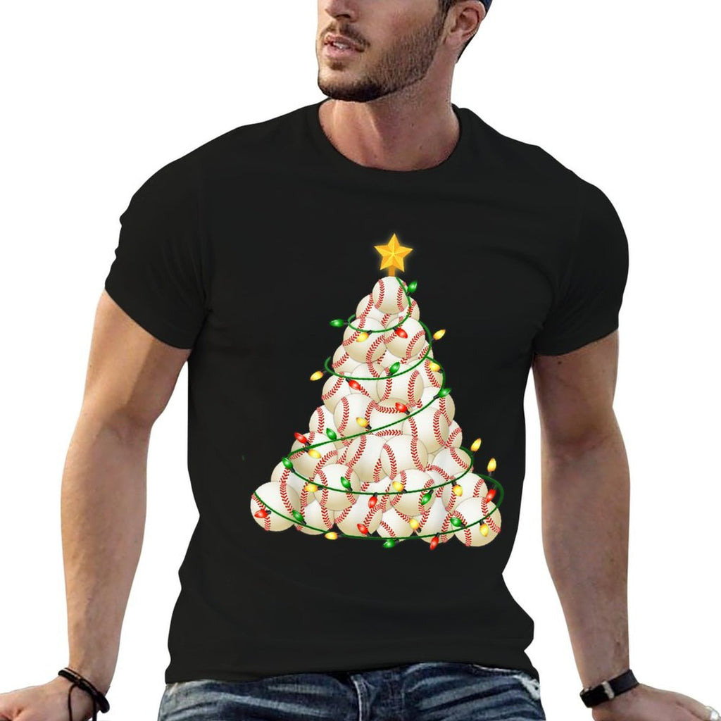 Baseball Christmas Tree Xmas Pajamas Player Coach Men Women  Classic T-Shirt