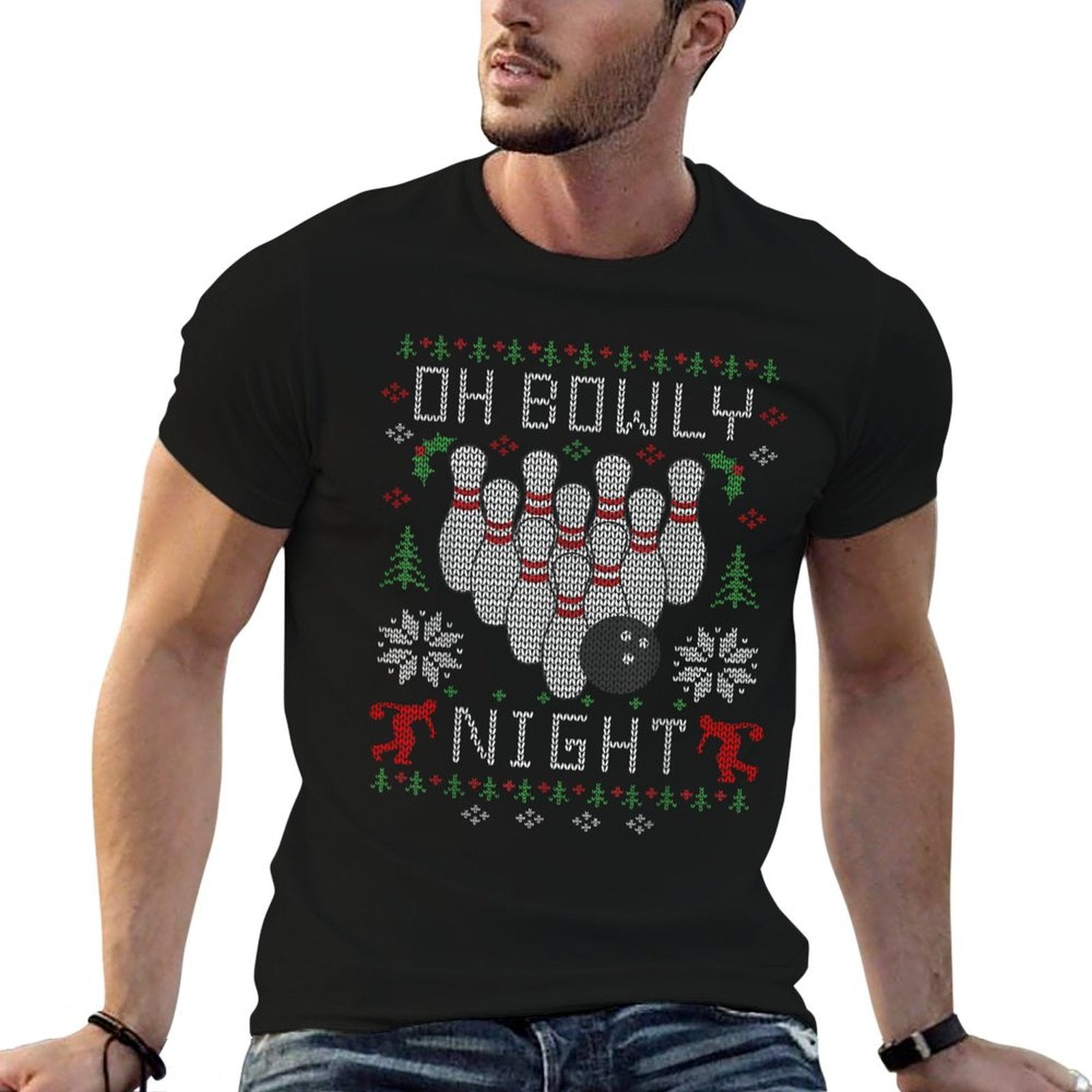 Oh Bowly Night Bowling Ugly Christmas Sweater Partys  Soft T-Shirt