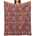 Pheasant And Hare Pattern, Deep Red And Cream Versatility Throw Blanket