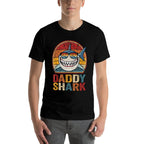 Daddy Shark Retro Shark Pajamas Gifts for Dad Dad  Ribbed Collar T-Shirt