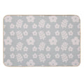 Mid Century Modern Flowers & Leaves, Cute Retro Pattern, Grayish Blue  Anti-Trip Bath Mat