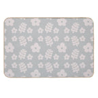 Mid Century Modern Flowers & Leaves, Cute Retro Pattern, Grayish Blue  Anti-Trip Bath Mat