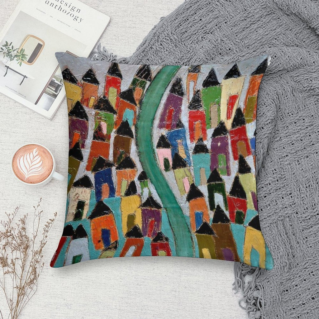 Village of Cinque Terre Soft Fade-Resistant Throw Pillow