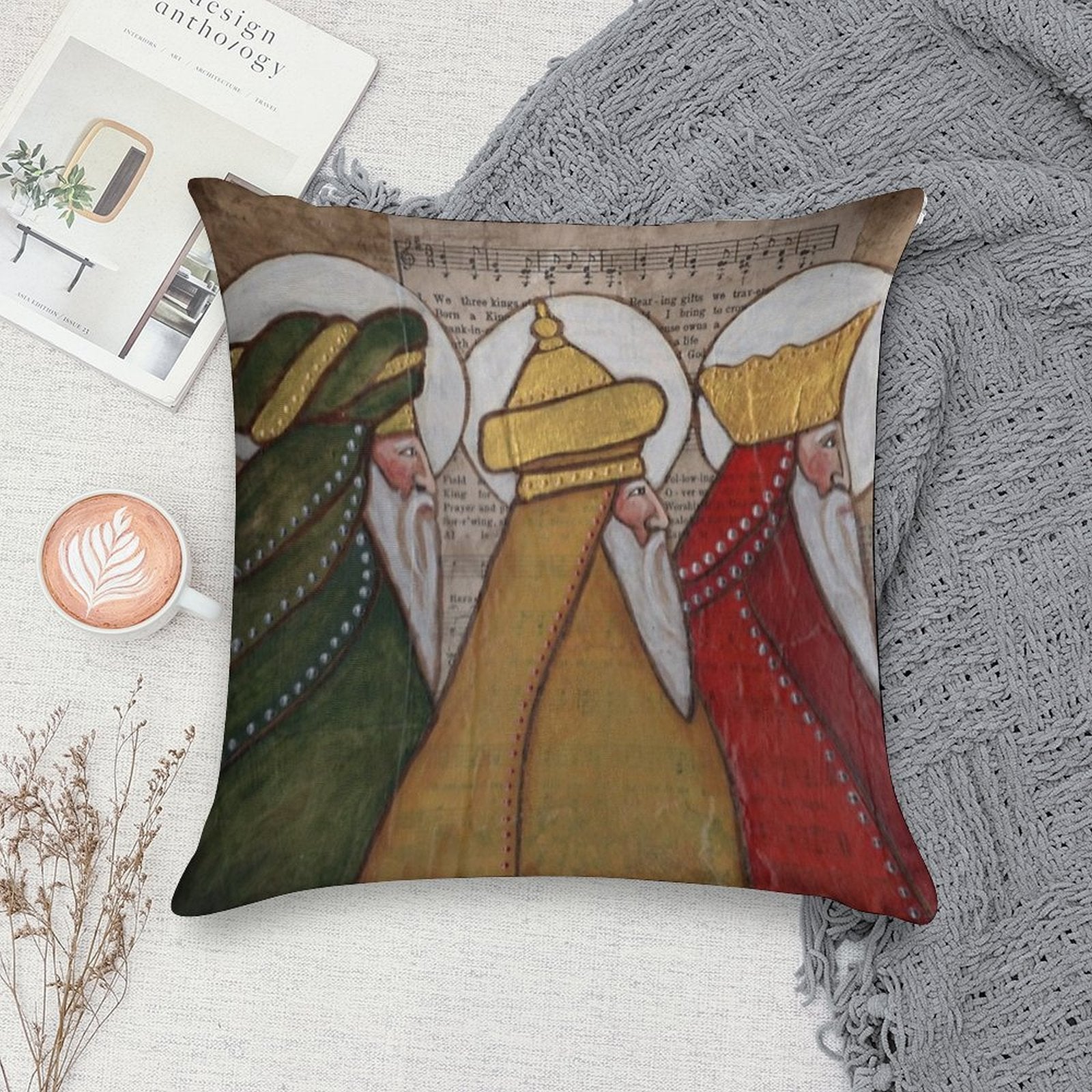 The Magi; Three Kings; Three Wise Men Soft Shrink-Resistant Throw Pillow