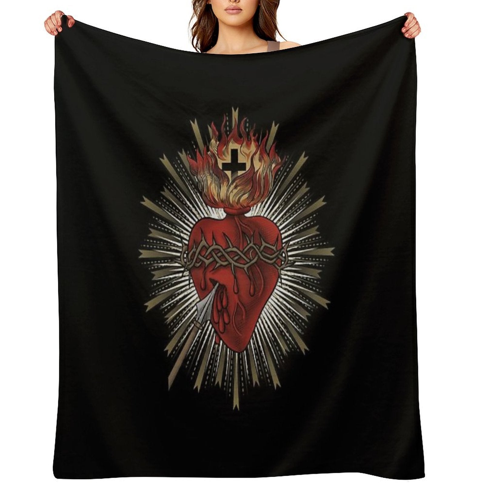 Sacred Heart of Jesus Christ Travel-friendly Throw Blanket