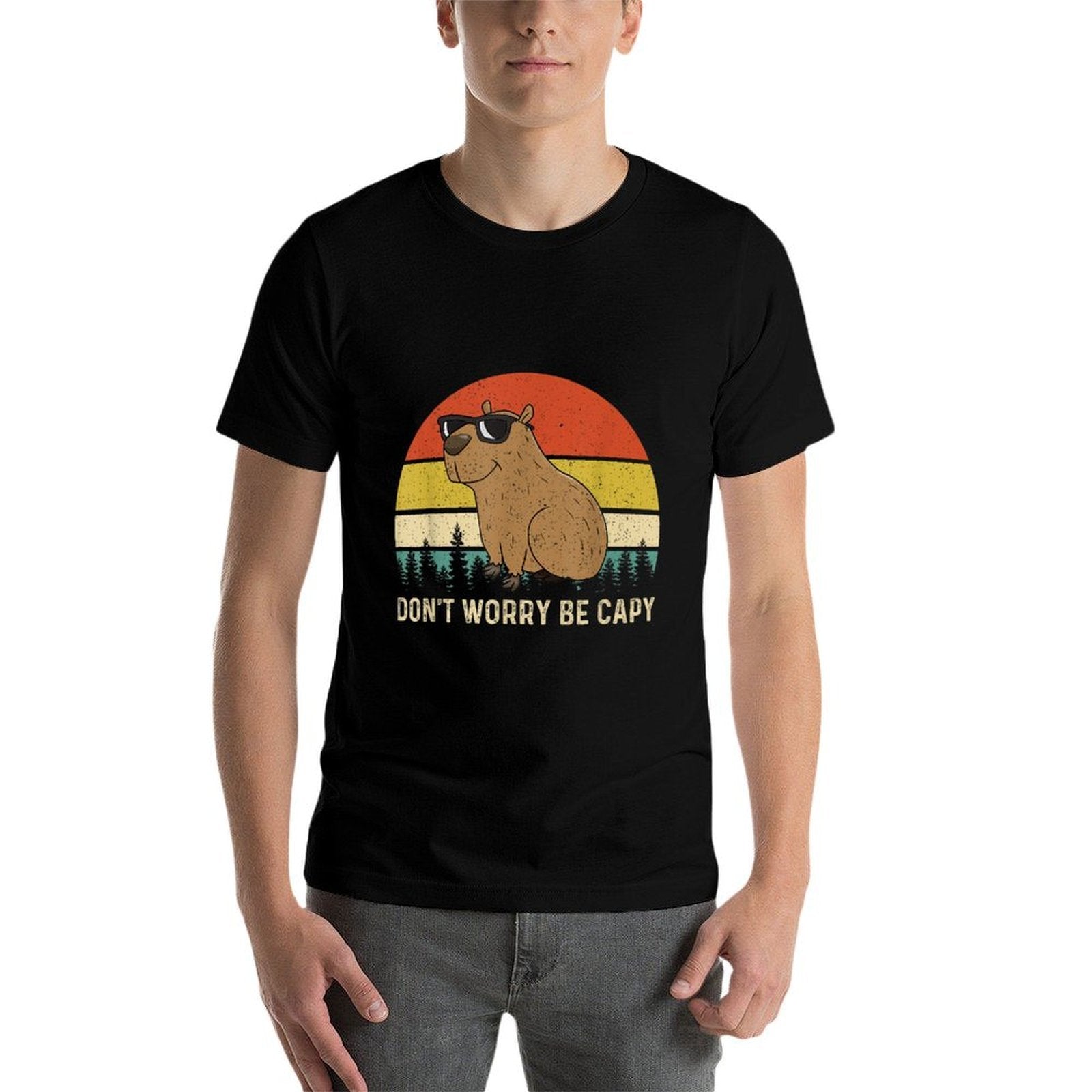 Cool Capybara Dont Worry Be Cappy Vintage Funny Rodent Meme  Tagless Design T-Shirt