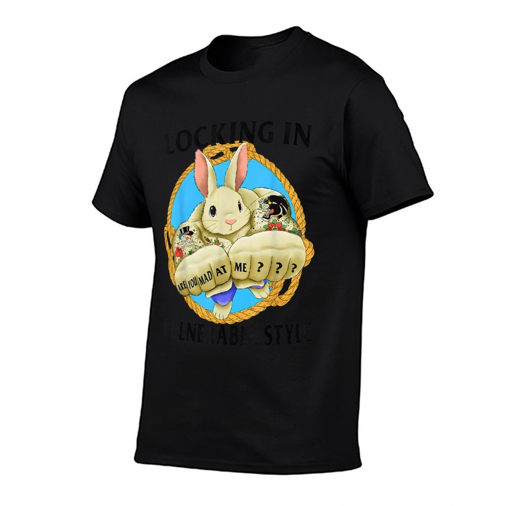 Locking In Vulnerable Style Mad at Me Funny Rabbit Meme  Versatile T-Shirt