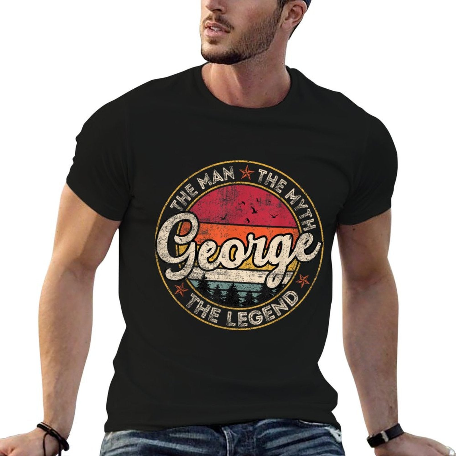 George The Man The Myth The Legend Personalized Name  Tagless Design T-Shirt