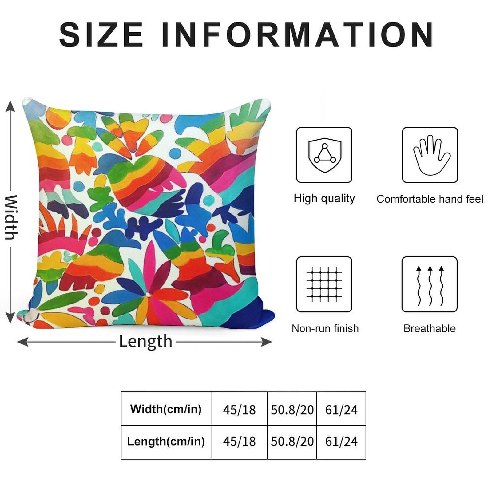 Mexican Otomi Colors Soft Anti-Pilling Throw Pillow