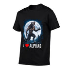 Funny Cringe Werewolf Wolf Meme I Heart Alphas I Love Alphas  Moisture-wicking T-Shirt