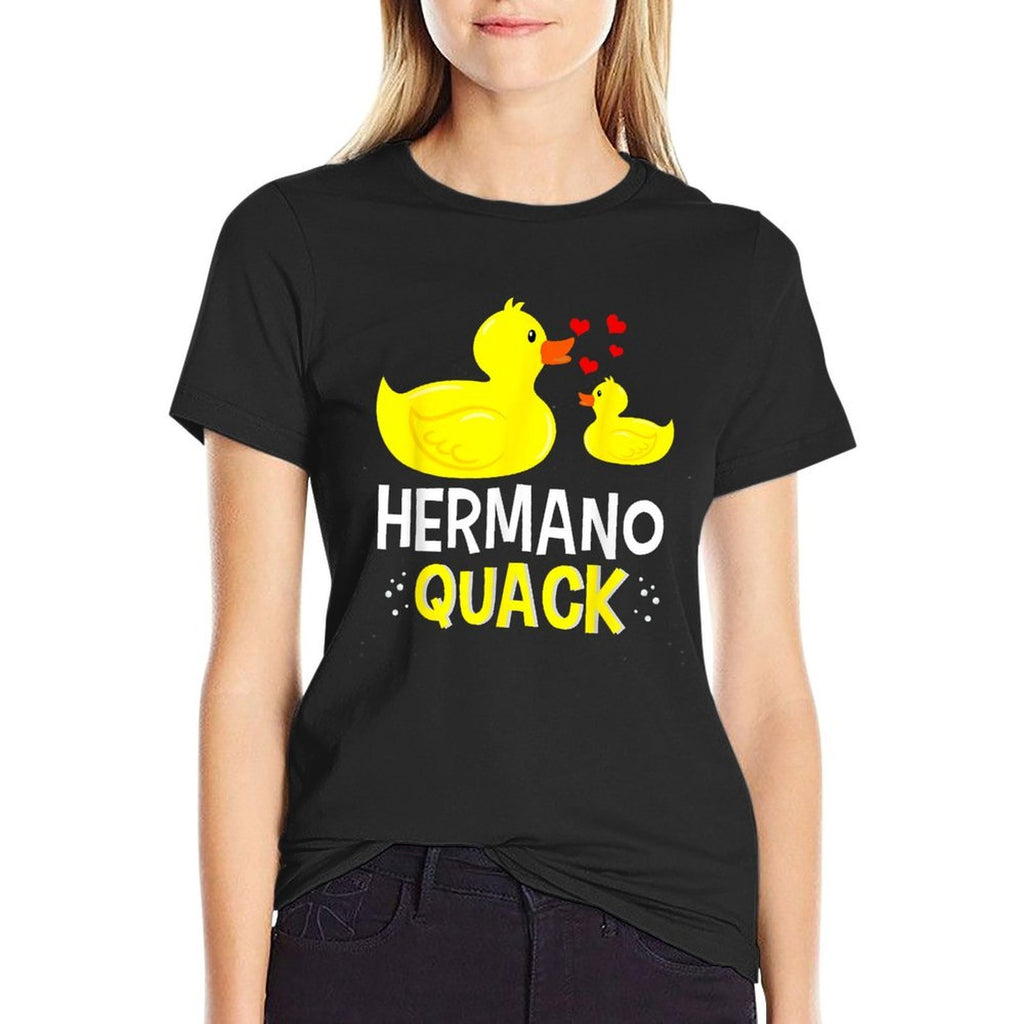 Hermano Quack Yellow Duck Baby Shower Spanish Brother Funny  Oversized Silhouette T-Shirt