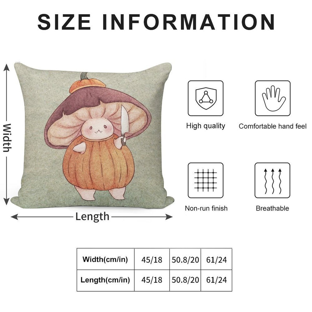 Pumpkin Halloween Mushroom Costume Soft Easy Maintenance Throw Pillow