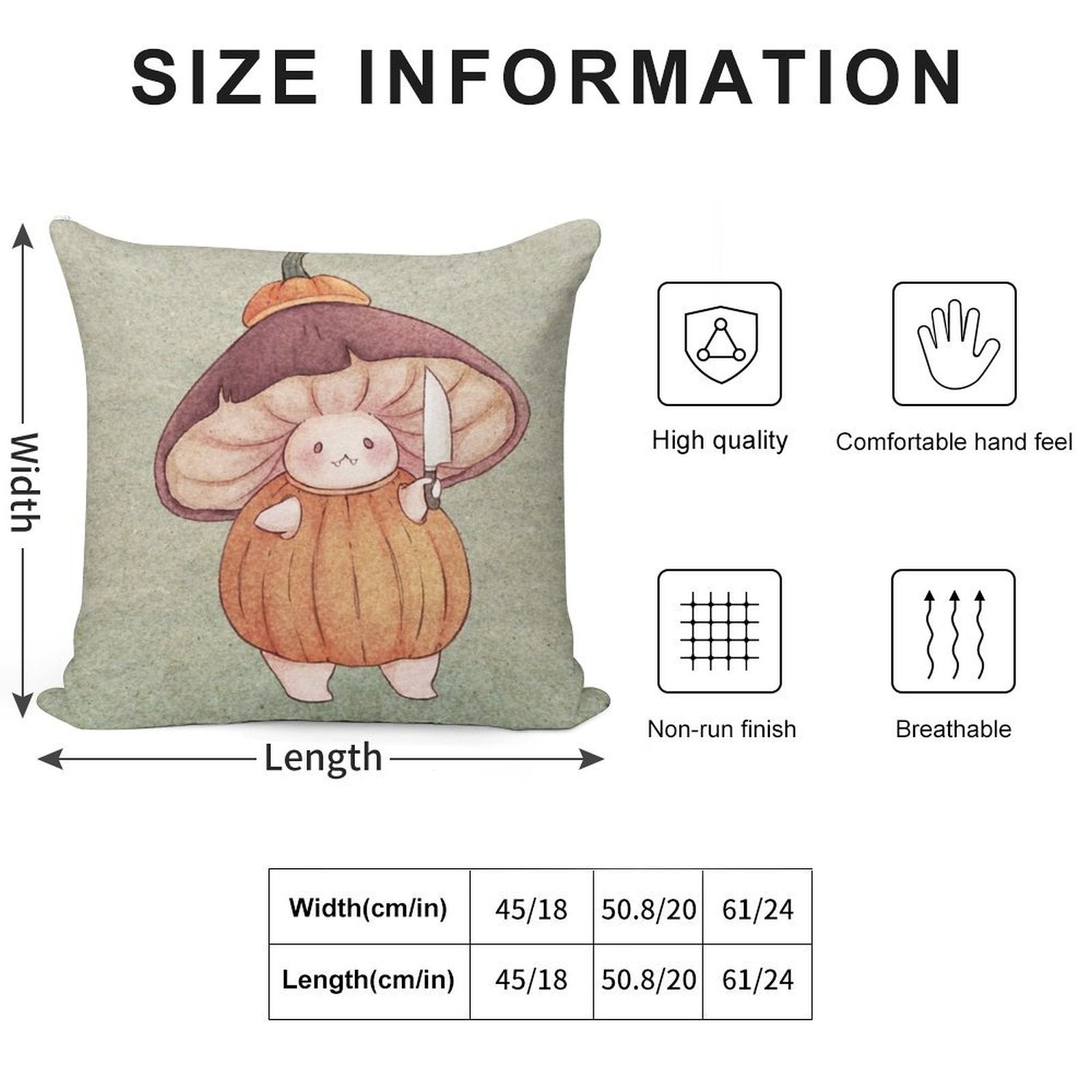 Pumpkin Halloween Mushroom Costume Soft Easy Maintenance Throw Pillow