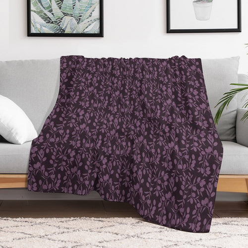 Blushing Purple Cherry Small Olive Pattern Sustainable Throw Blanket