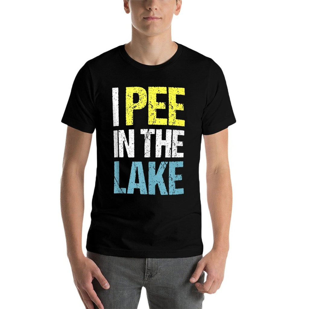 I Pee In The Lake Funny Summer Vacation  Heathered Texture T-Shirt