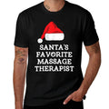 Santas Favorite Massage Therapist Christmas Hat Therapy  Heathered Texture T-Shirt