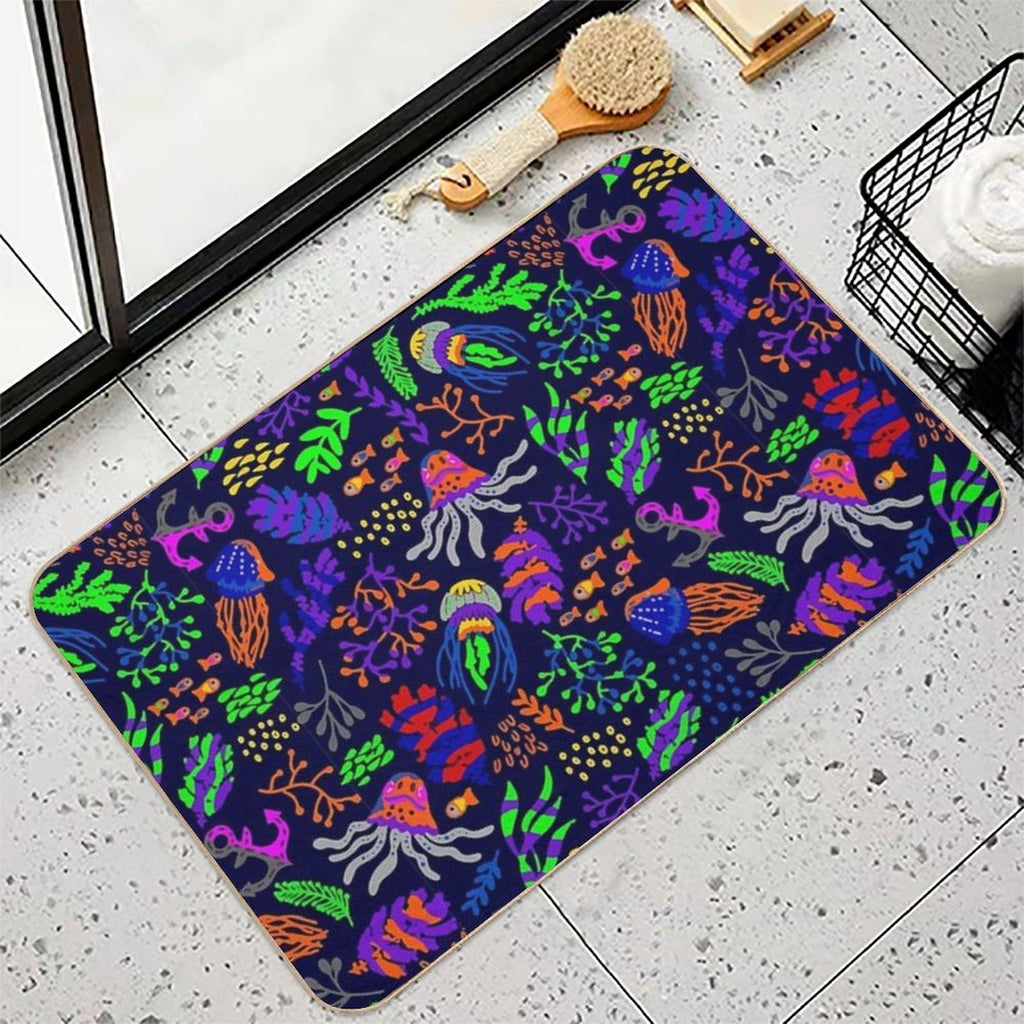 Cute Neon Aquarium  Slip-Resistant Bath Mat
